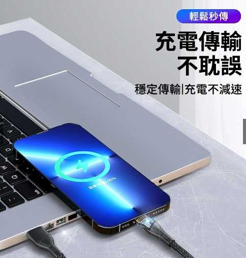 強強滾優選~ NISDA 騎士系列100W充電線 編織耐折+透明LED+加長SR數據線 內建E-Mark晶片支援閃充快充