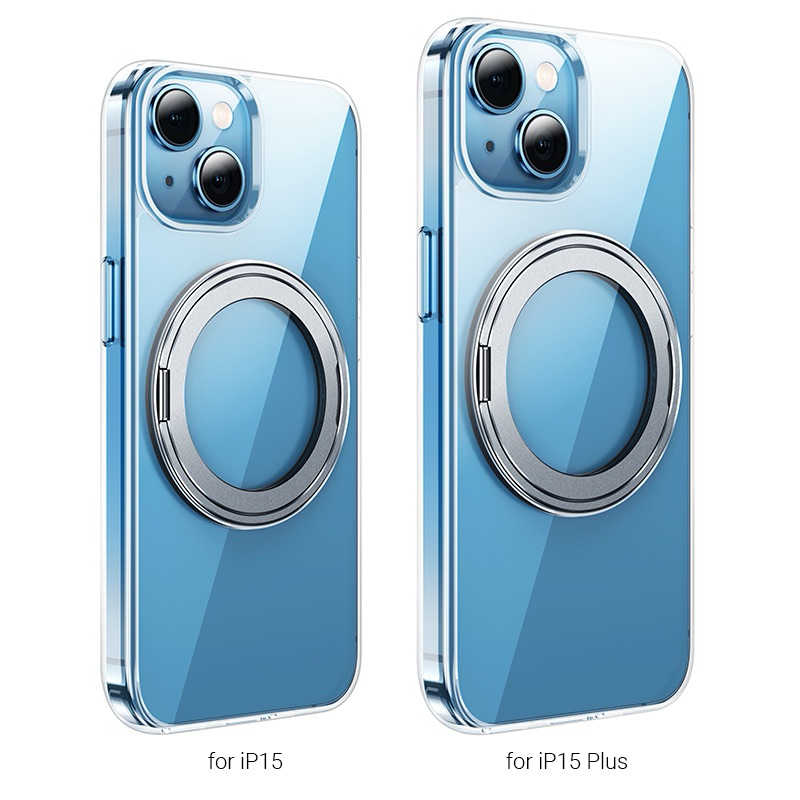 強強滾生活 SuperB iphone15 Plus 軍規旋轉磁吸支架手機保護殼 黑/透明/紫