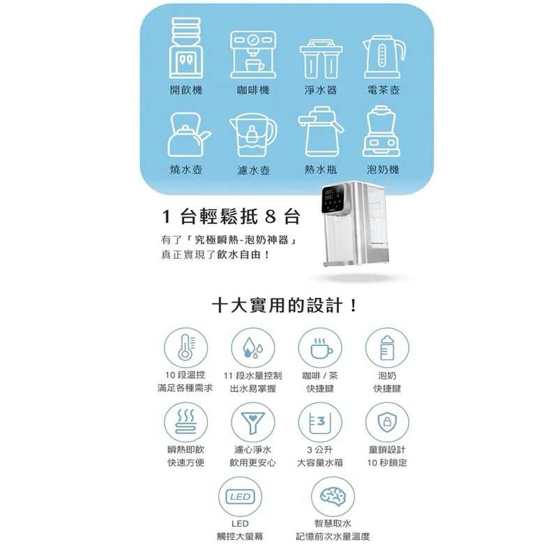 強強滾生活 AIWA 愛華 3L免安裝銀天使瞬熱淨飲機 AW-T03W