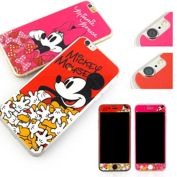 強強滾-【Disney 】iPhone 6 plus 強化玻璃彩繪保護貼-米奇米妮