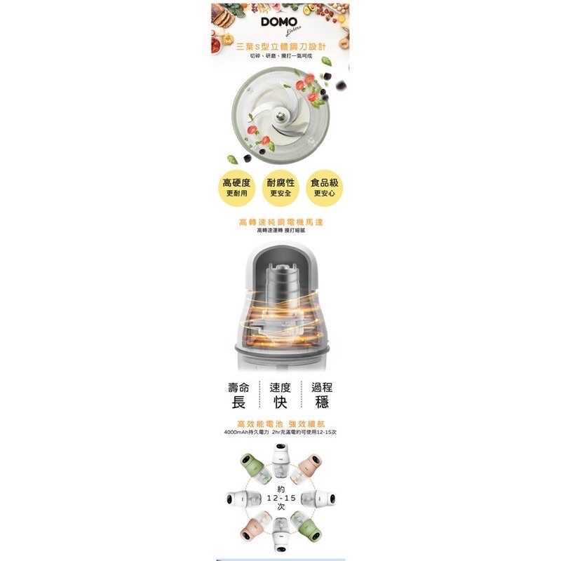 強強滾-【比利時DOMO】多功能無線調理玻璃杯攪拌機/絞肉機/寶寶輔食/醬料製作(DO-CR306)