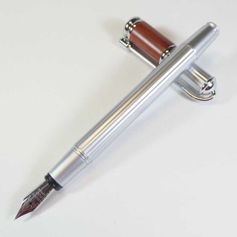 強強滾-花梨木 木筆 木頭筆/直紋雕刻金屬筆管*鋼筆*原木* 卡式墨水 吸墨器雙用