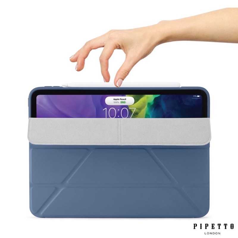 強強滾-Pipetto iPad Air 10.9吋 (2020) Origami TPU多角度多功能保護套-海軍藍色