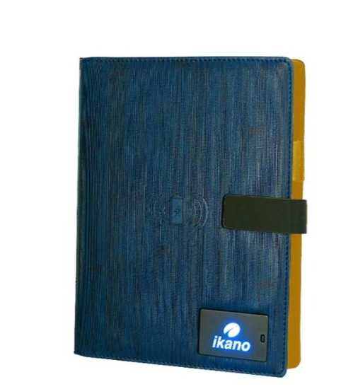 強強滾優選~【ikanolife】藍紋無線充電炫光商務記事本+三頭獨立充電線
