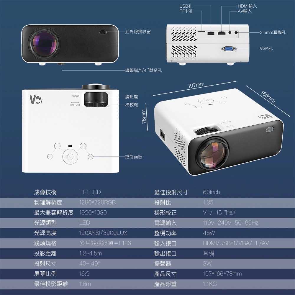 強強滾生活 微米M350投影機 720P微型投影機 露營投影機 手機 遊戲電玩 隨身電視 簡報 小型投影