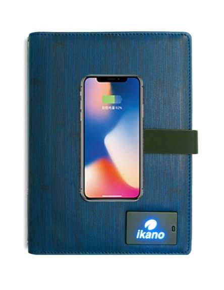 強強滾優選~【ikanolife】藍紋無線充電炫光商務記事本+三頭獨立充電線
