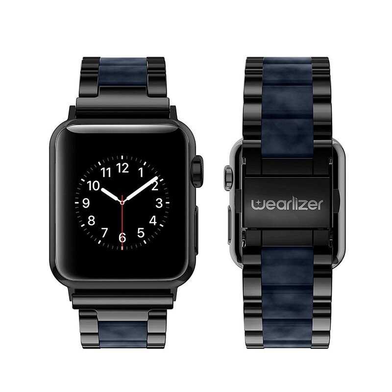 強強滾-【Wearlizer】Apple Watch 6/5/4/3/2/1 代 不銹鋼錶帶 黑豹黑 附調整工具
