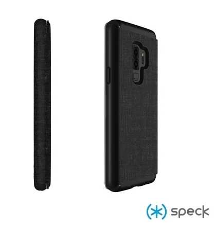 強強滾優選~ Speck Samsung Galaxy S9/S9+ Presidio Folio 黑灰色針織混紡側翻防
