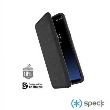 強強滾優選~ Speck Samsung Galaxy S9/S9+ Presidio Folio 黑灰色針織混紡側翻防