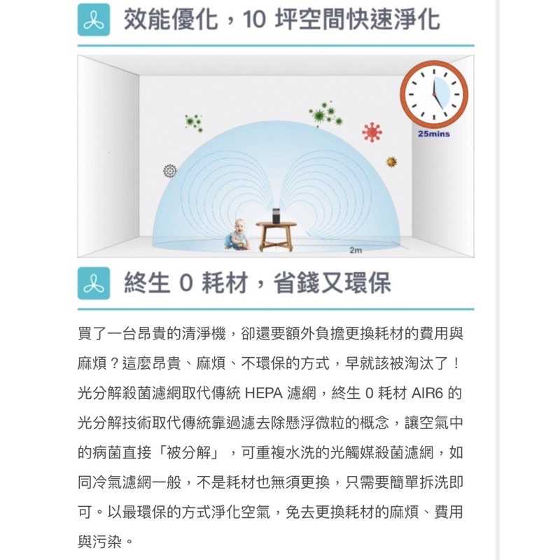 強強滾生活 圓方YFlife AIR6奈米光觸媒負離子 空氣淨化器 空氣清淨機