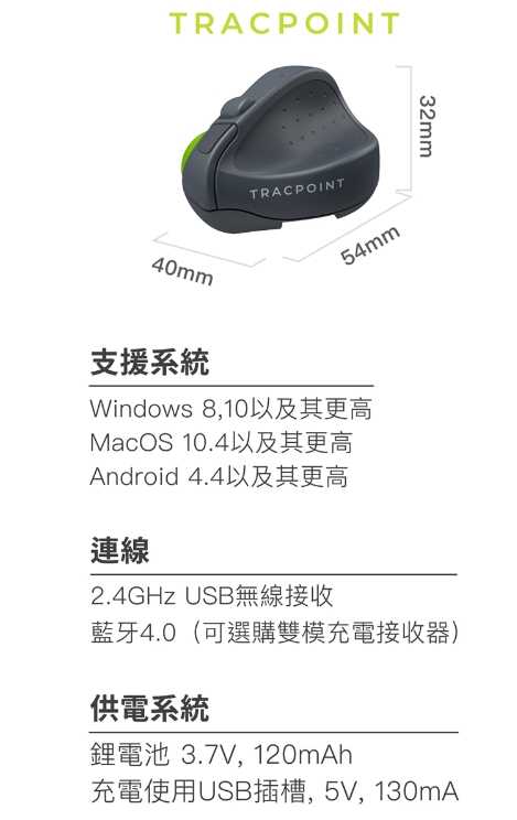 強強滾優選~ TracPoint / 三合一指尖滑鼠 (雙模商務領航款)