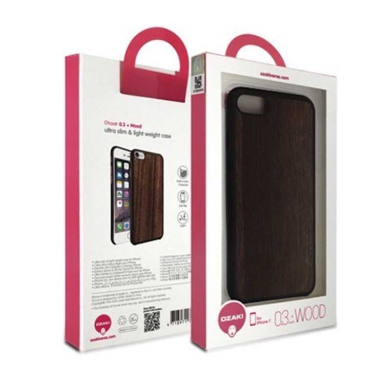強強滾-Ozaki iPhone SE / iPhone 7/ 8 O!coat 0.3+Wood超薄木紋保護殼黑檀木