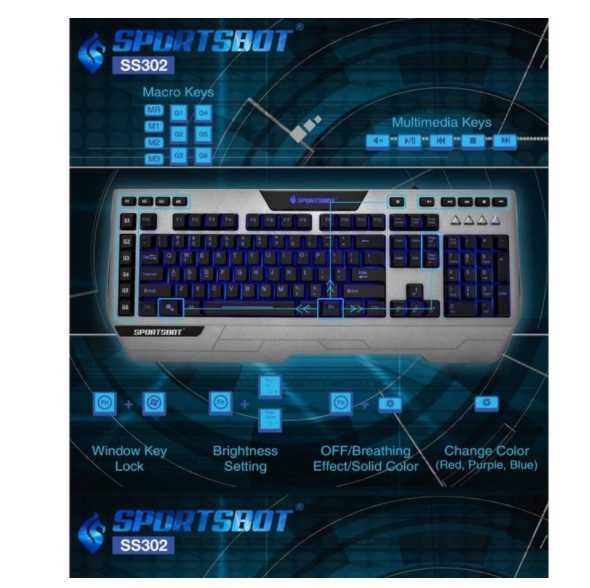 強強滾~美國聲霸SportsBotusb有線LED電競鍵盤燈光鍵盤快捷鍵設定遊戲鍵