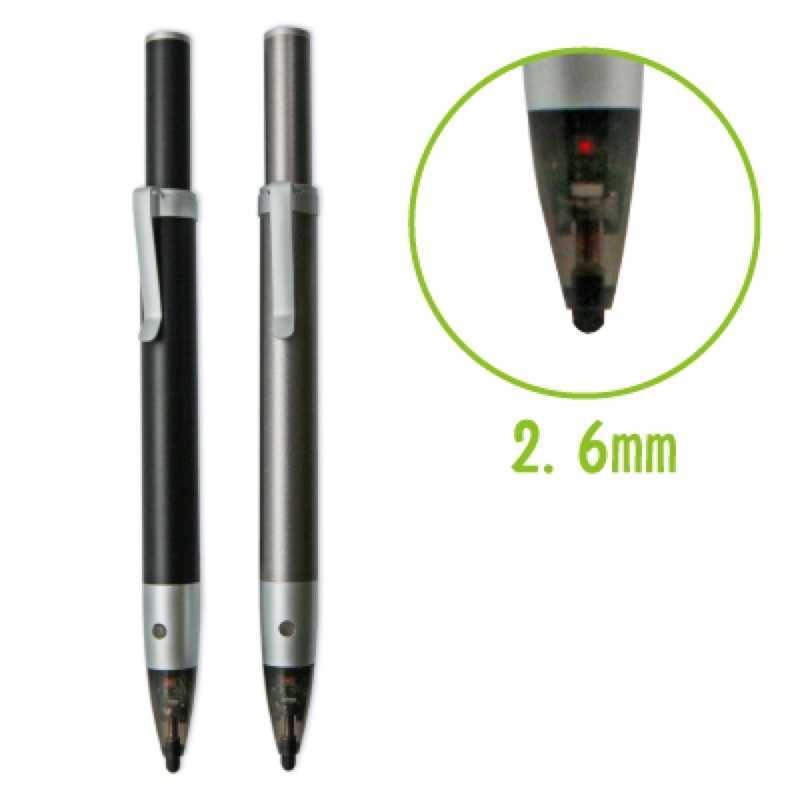 強強滾-Obien歐品漾高級兩用途電容式觸控筆(原子筆頭可收納)黑色2.6mm極細超滑順二用主動式觸控筆