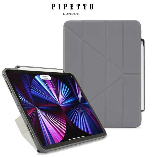 強強滾~ PIPETTO iPad Pro 11吋(第3代) 2021 Origami Pencil 多角度保護套 深灰