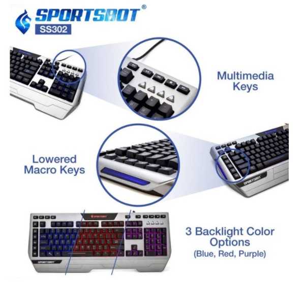 強強滾~美國聲霸SportsBotusb有線LED電競鍵盤燈光鍵盤快捷鍵設定遊戲鍵