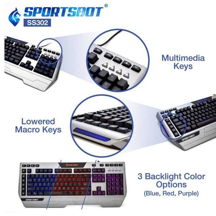 美國聲霸SportsBot usb有線LED電競鍵盤 燈光鍵盤 快捷鍵設定 遊戲鍵 強強滾