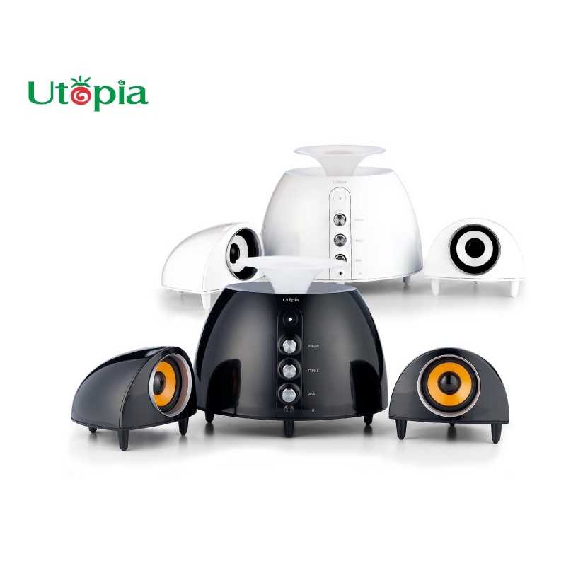 強強滾-【OUI「為」精品】UTOPIA2.1聲道多媒體造型喇叭U-X2000-1鏡面黑