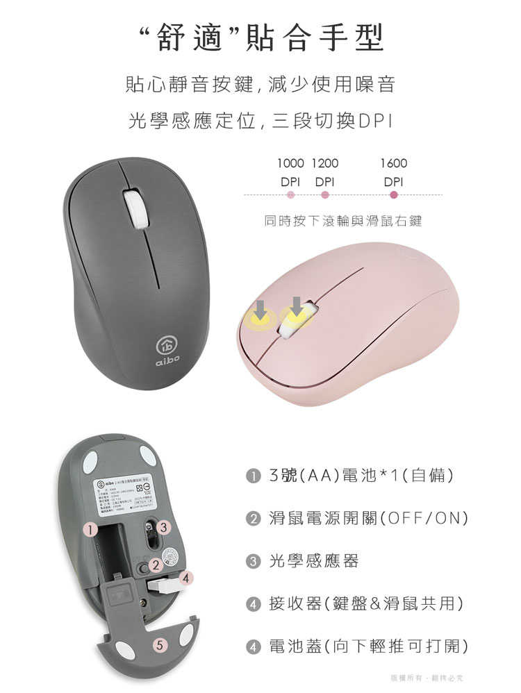 強強滾優選~ aibo 復古圓點 2.4G無線鍵盤滑鼠組