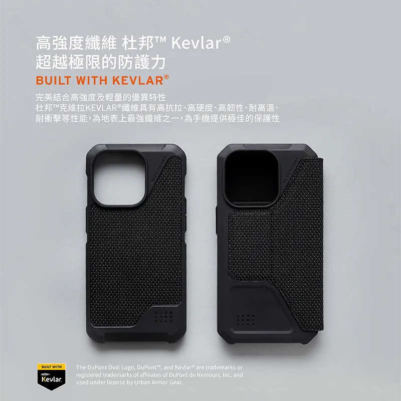 強強滾生活 UAG iPhone 14 Pro 翻蓋式耐衝擊保護殼-軍用黑