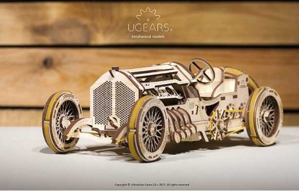 Ugears 自我推進模型 - 格蘭披治賽車 U-9 Grand Prix Car - 來自烏克蘭.橡皮筋動力.機械驚奇