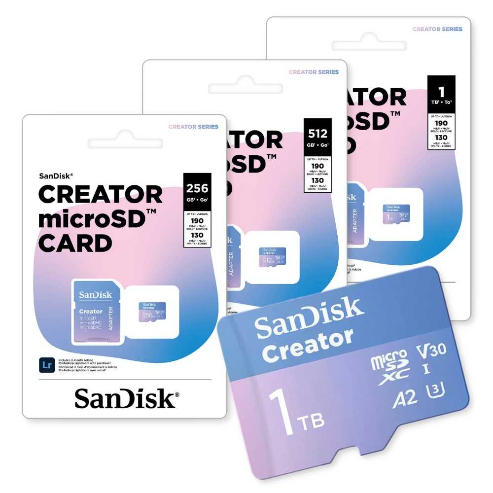 SanDisk Creator 128G 256G 512G 1TB microSD 記憶卡 A2 V30 終身保固