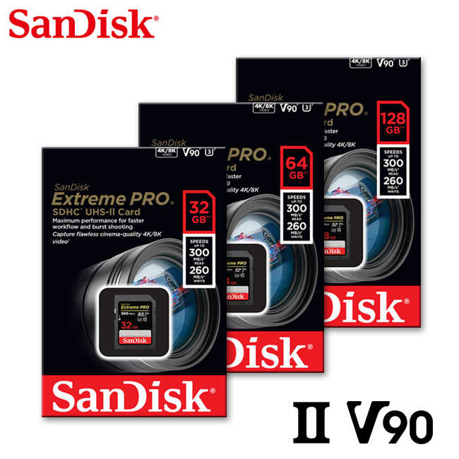 SanDisk 晟碟 Extreme PRO SDXC 128G UHS-II U3 V90 高速 相機記憶卡 專業攝影