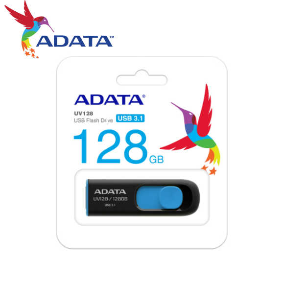 ADATA 威剛 UV128 USB3.1 伸縮接頭 高速隨身碟 128GB 時尚黑/藍