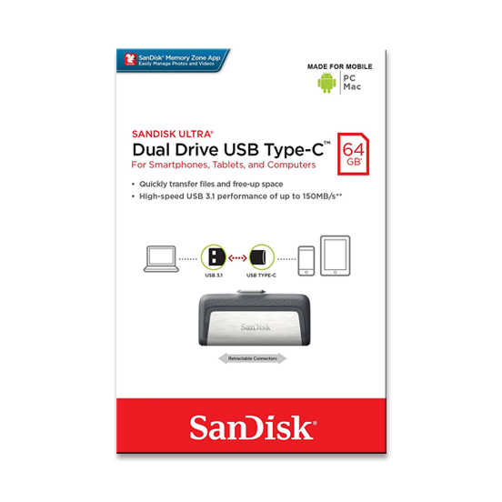 SanDisk 64GB Ultra OTG USB Type-C 高速 雙用 隨身碟 安卓手機平板適用 手機擴充