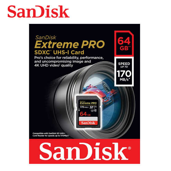 SANDISK 64G V30 Extreme PRO SDXC UHS-I U3 170MB專業攝影錄影師高速記憶卡