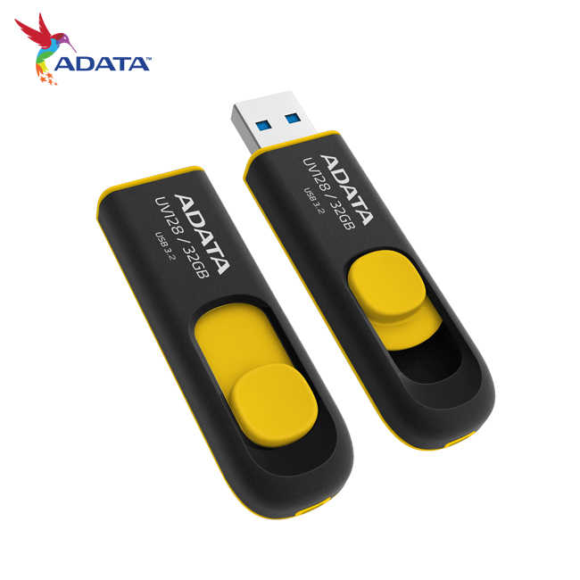 ADATA 威剛 UV128 USB3.2 伸縮接頭 高速隨身碟 32GB 時尚黃