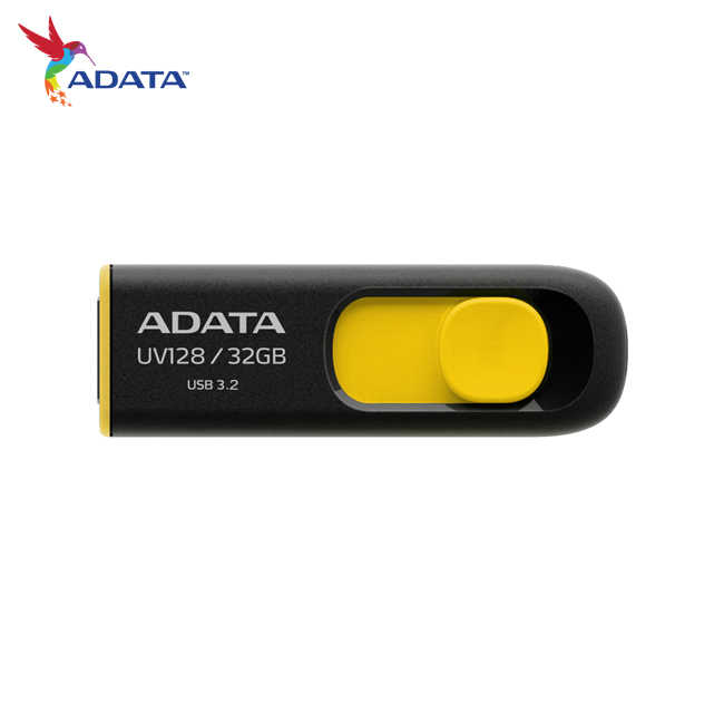 ADATA 威剛 UV128 USB3.2 伸縮接頭 高速隨身碟 32GB 時尚黃