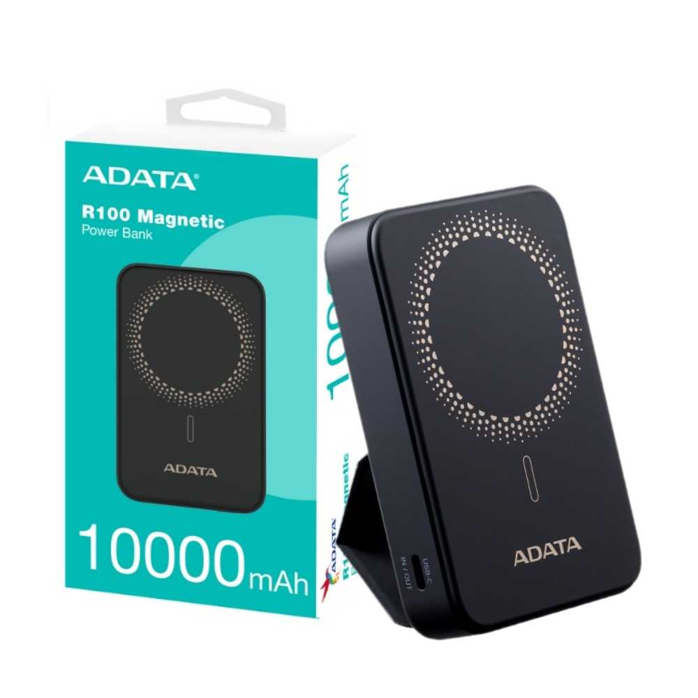 ADATA 威剛 R100 磁吸式行動電源 10000mAh 快充 Magsafe 無線充電 背蓋腳架