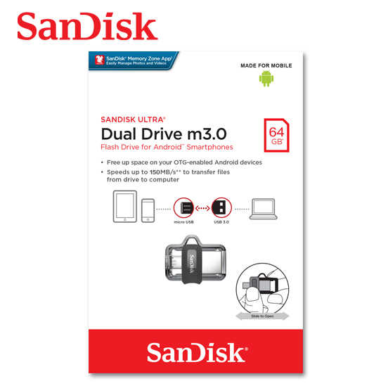 SANDISK 64G Ultra OTG m3.0 / USB 3.0 雙用隨身碟