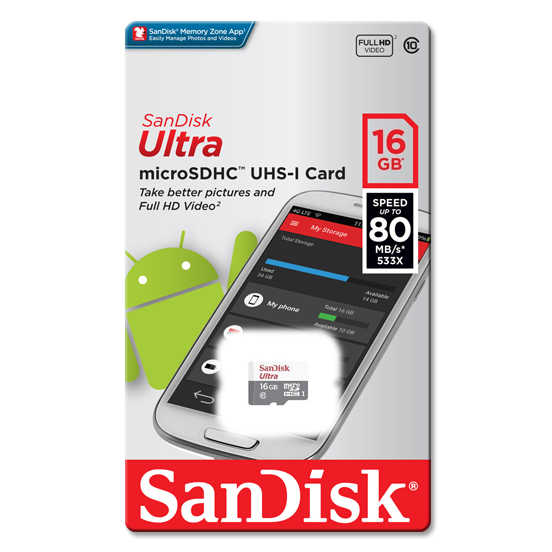 SANDISK NEW 16G ULTRA microSD UHS-I 80MB /s 記憶卡