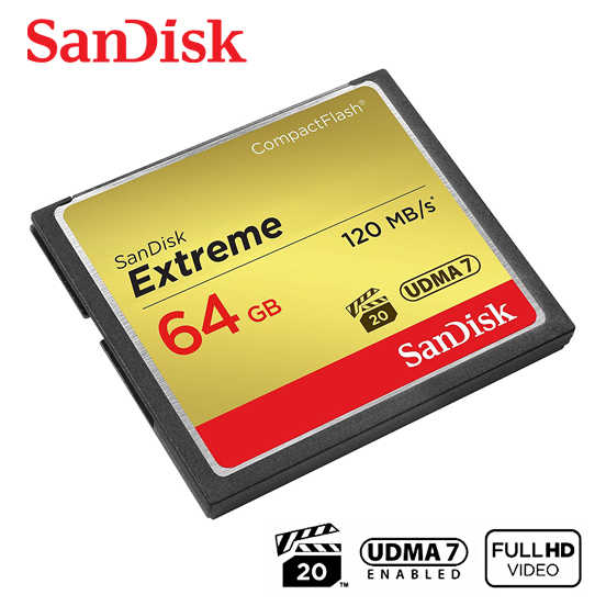 SanDisk Extreme CF 120M 64GB 記憶卡 專業攝影師和錄影師 高速記憶卡