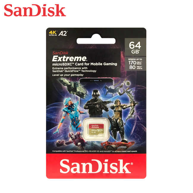 SanDisk Extreme A2 行動裝置電玩記憶卡 安卓適用 microSD 64G
