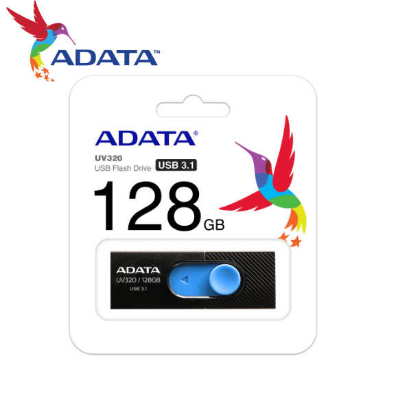 ADATA 威剛 UV320 USB3.1 伸縮接頭 高速隨身碟 128GB 時尚黑/藍