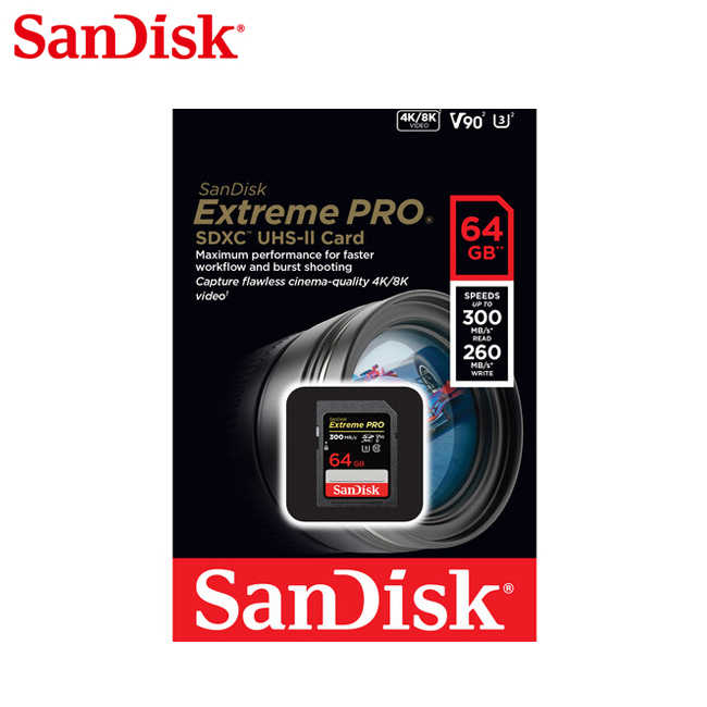 SanDisk 晟碟 Extreme PRO SDXC 64G UHS-II U3 V90 高速 相機記憶卡 專業攝影