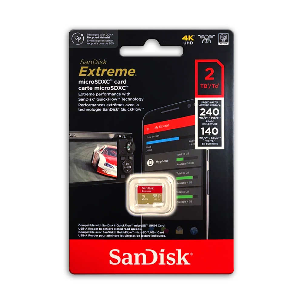 SanDisk Extreme 2TB MicroSD 記憶卡 UHS-I V30 A2 240MB/s 台灣公司貨