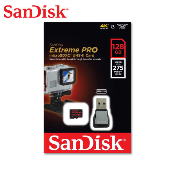 SANDISK 128G Extreme PRO UHS-II micro SDXC 記憶卡+讀卡機