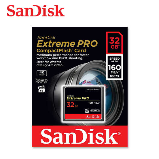 SANDISK 32G Extreme Pro CF 160M 記憶卡 專業攝影師和錄影師 高速記憶卡