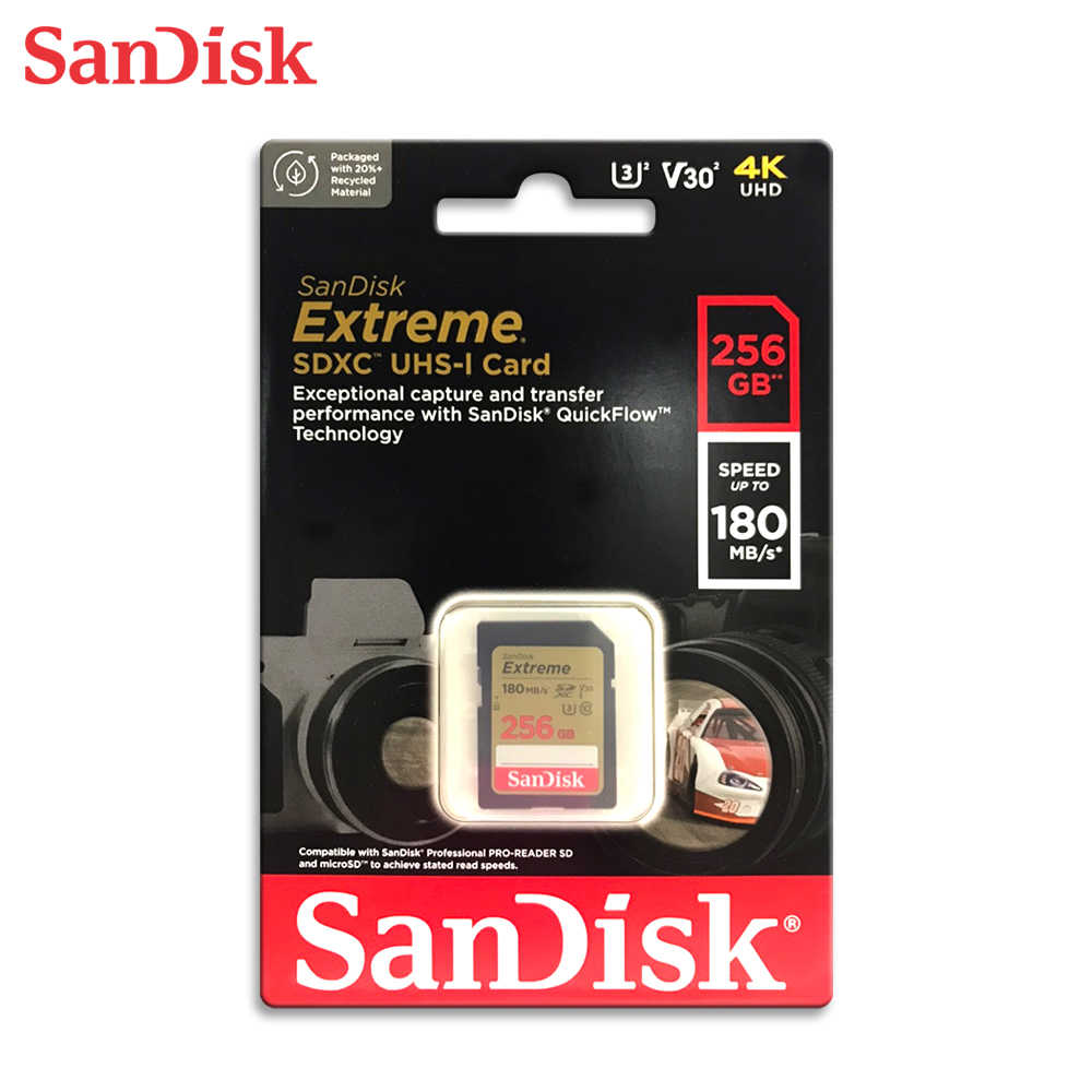 SanDisk 256G Extreme SDXC 相機記憶卡 V30 U3 4K影片 速度高達 180MB/s