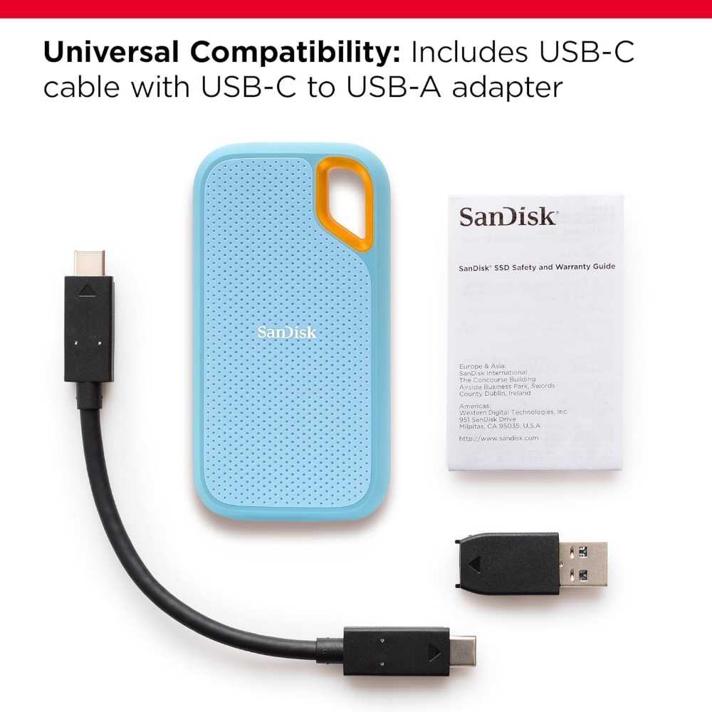 SanDisk Extreme V2 2TB 行動固態硬碟 Type-C SSD外接硬碟 天藍色