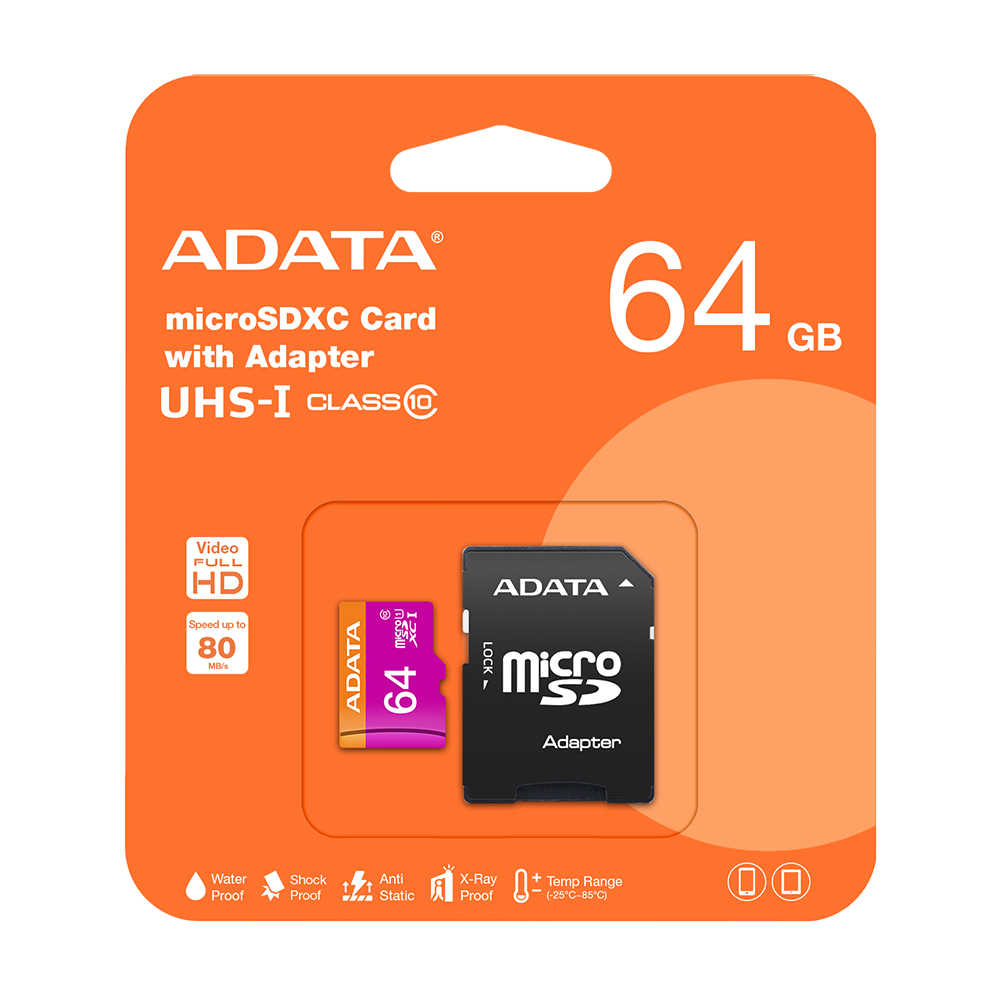 威剛 ADATA Premier 64GB microSD UHS-I C10 記憶卡 附轉卡