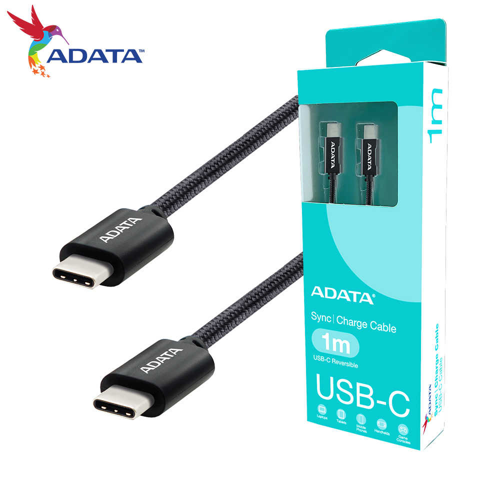 ADATA 威剛 USB-C to USB-C 100W PD QC 充電傳輸編織線 黑/白 100cm 充電線