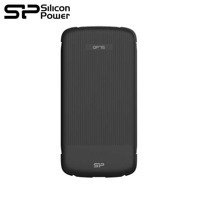 廣穎 Silicon Power 高速 行動電源 QP75 10000mAh 嵌入式帶線設計 黑色