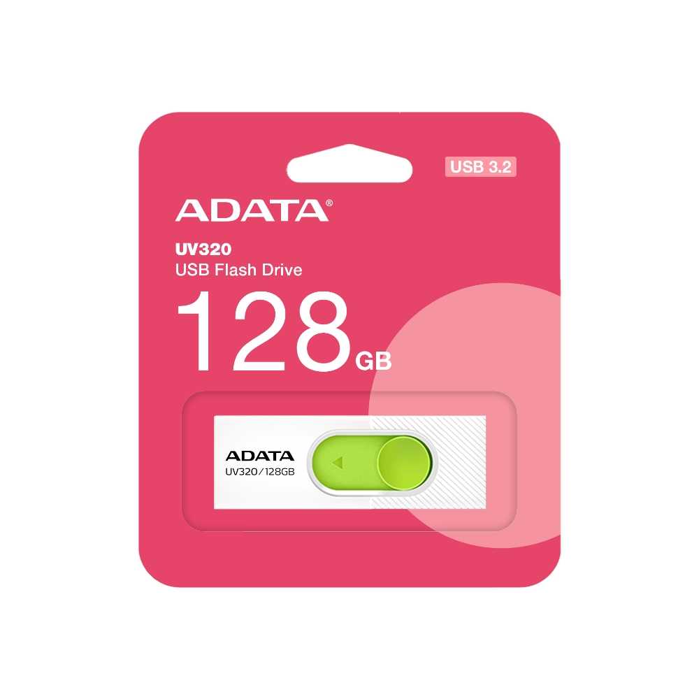 ADATA 威剛 UV320 USB3.2 伸縮接頭 高速隨身碟 128GB 清新白/綠