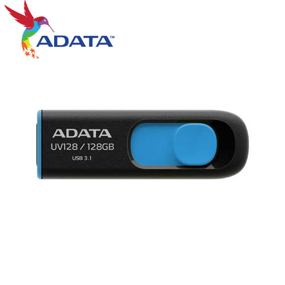 ADATA 威剛 UV128 USB3.1 伸縮接頭 高速隨身碟 128GB 時尚黑/藍