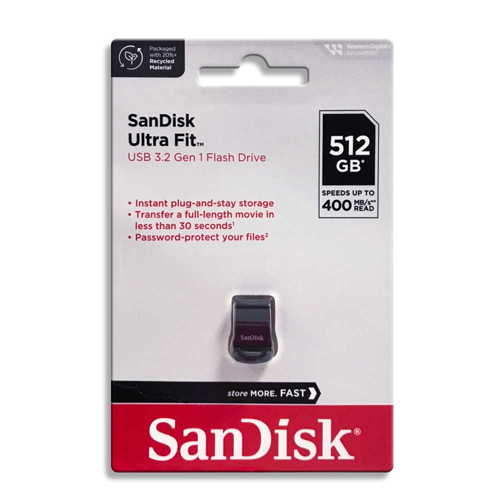 SanDisk Ultra Fit 512G USB 3.2 CZ430 讀取速度最高400MB/s 隨身碟 典雅黑